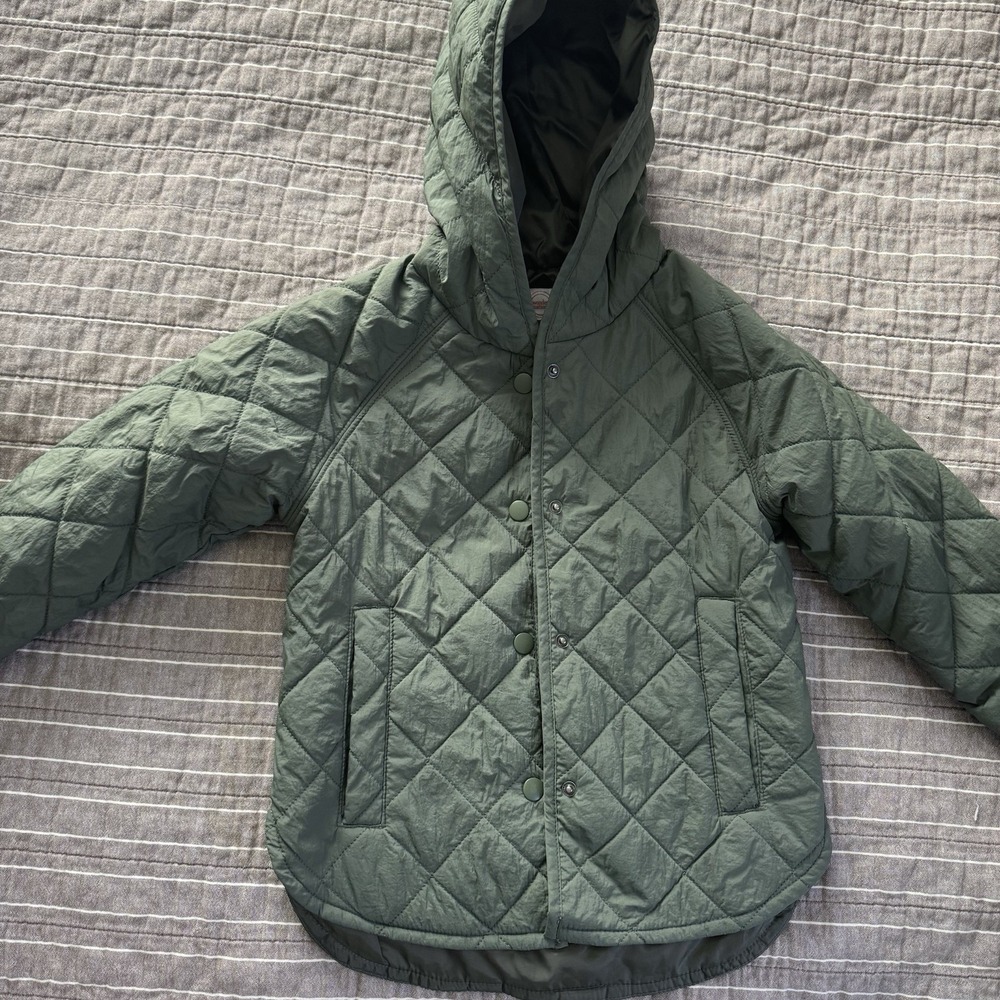 Wonder Nation Girl's Quilted Jacket Olive Green  Size XS 4-5
